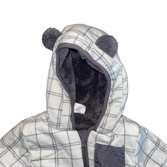 Gymboree Infant Bunting Snowsuit Boys 3/6 Months Grey Fleece Lined Zippered Warm - Picture 2 of 6